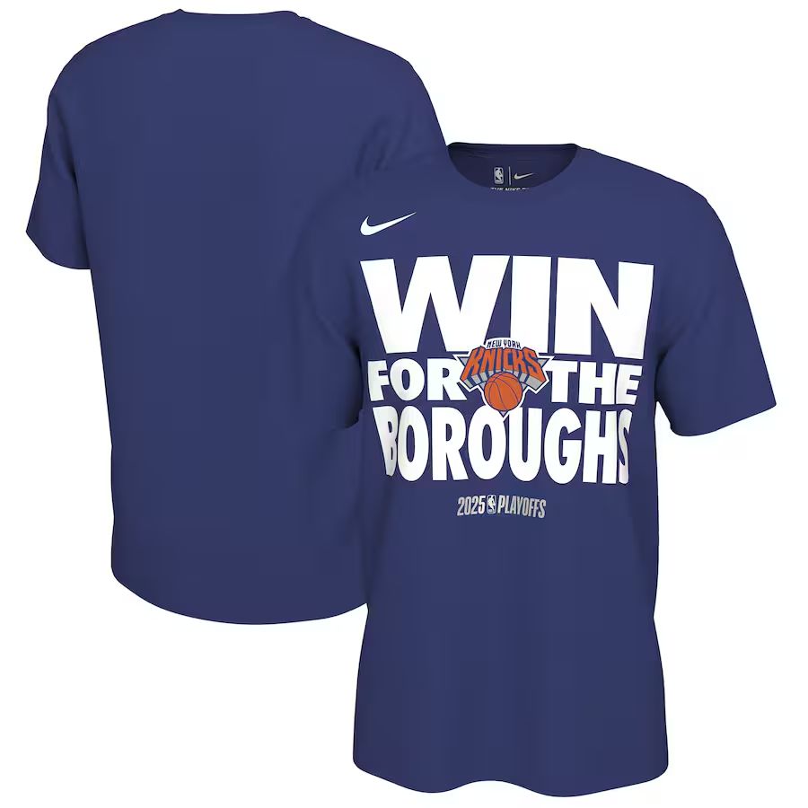Men 2025 New York Knicks NBA playoff T-shirt